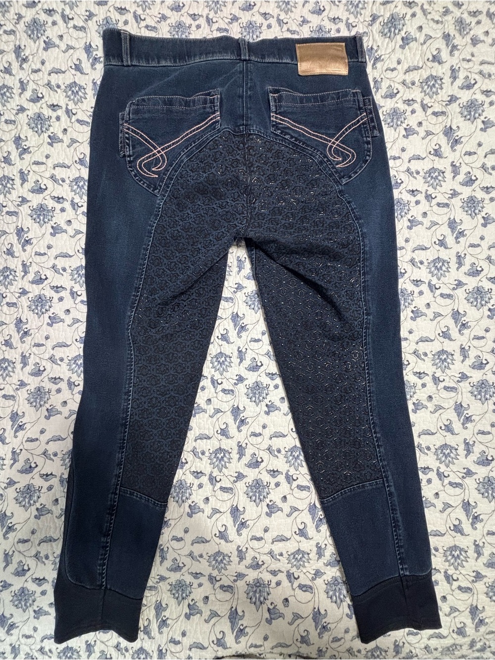 Women’s Denim Full Seat Silicone Riding Jeans Breeches EU 42 US 30 Phone Pocket